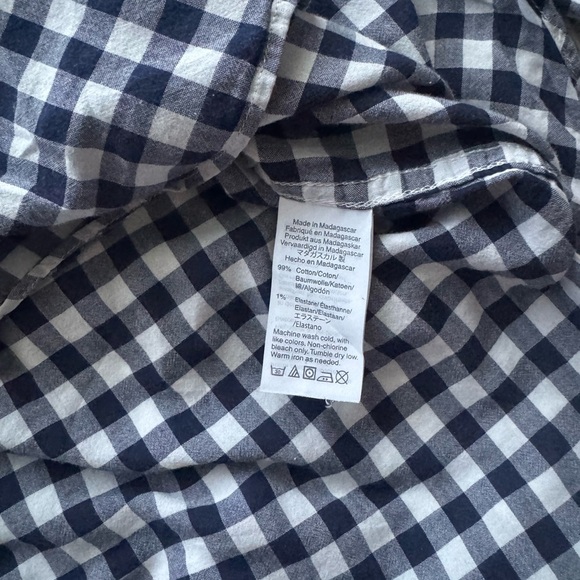 J. Crew Gingham navy blue and white button down long sleeve shirt - Picture 8 of 9